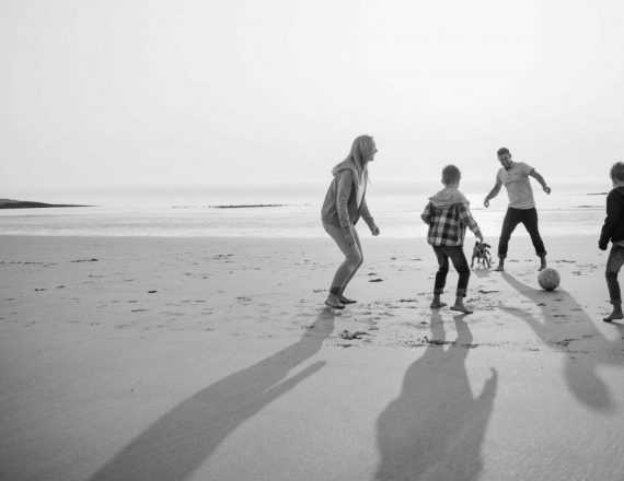 Family on beach